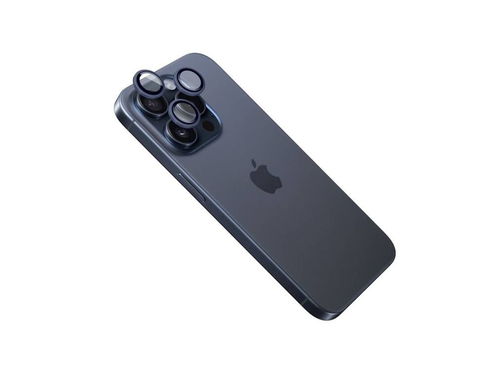 tvrzené sklo pro mobilní telefon Ochranná skla čoček fotoaparátů Fixed Camera Glass pro Apple iPhone 15 Pro/15 Pro Max, tmavě modrá