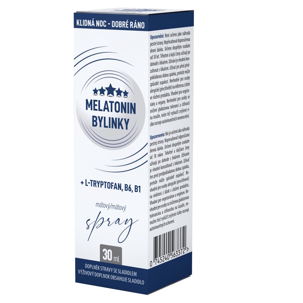 CLINICAL Melatonin bylinky + L-Tryptofan + B6 + B1 mátový spray 30 ml