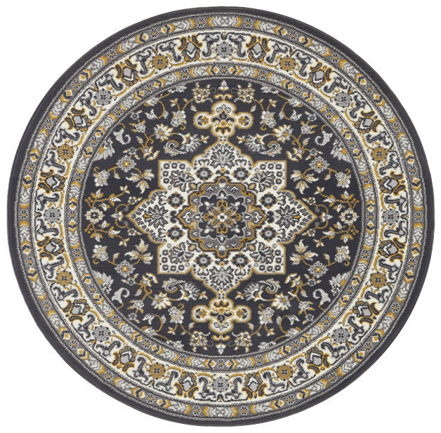 Kruhový koberec Mirkan 104106 Dark-grey - 160x160 (průměr) kruh cm Nouristan - Hanse Home koberce