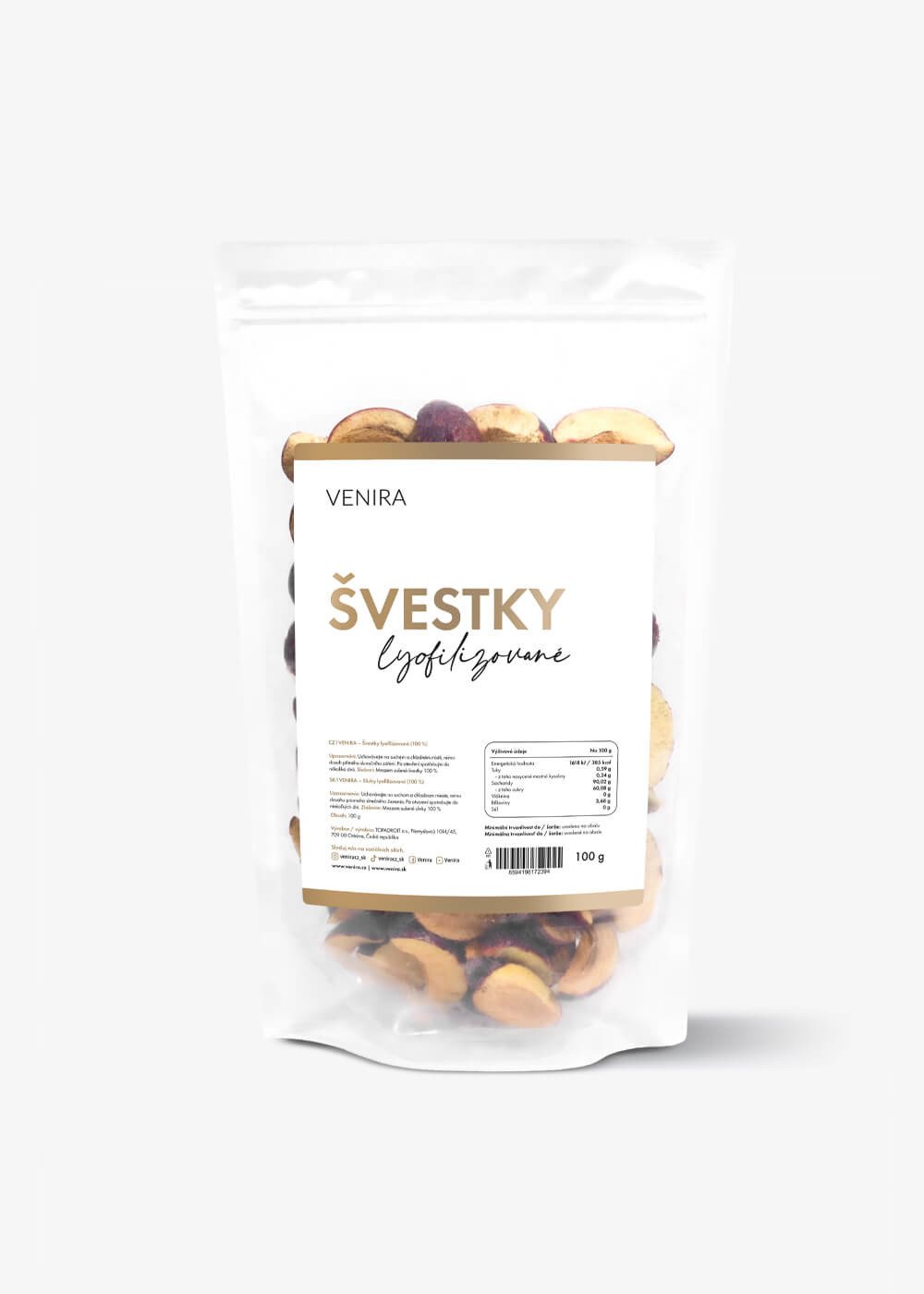 VENIRA lyofilizované švestky, 100 g