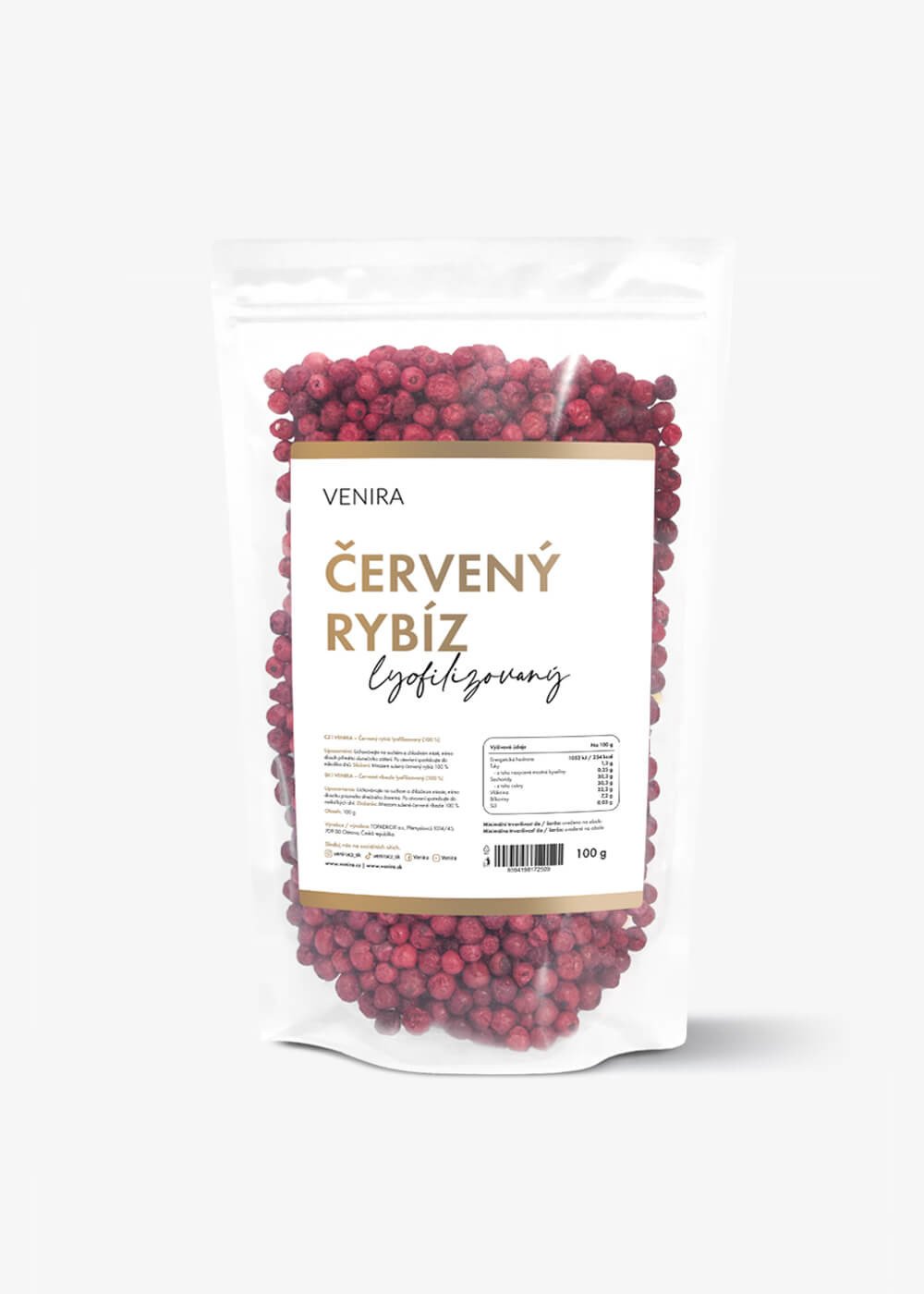 VENIRA lyofilizovaný červený rybíz, 100 g