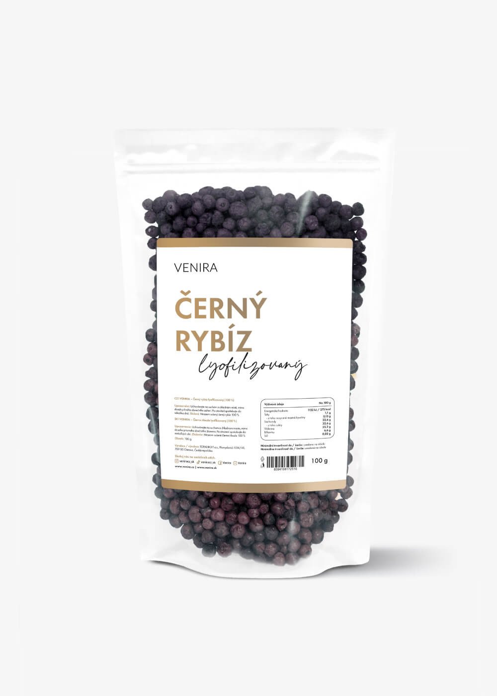 VENIRA lyofilizovaný černý rybíz, 100 g