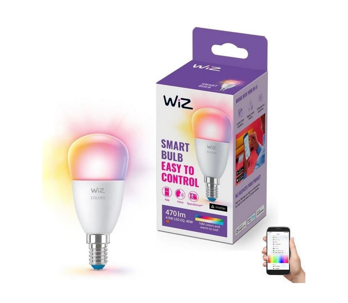 WiZ LED RGBW Stmívatelná žárovka P45 E14/4,9W/230V 2200-6500K CRI 90 Wi-Fi - WiZ