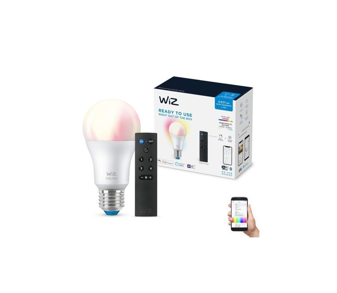 WiZ LED RGBW Stmívatelná žárovka A60 E27/8,5W/230V 2200-6500K  CRI 90 Wi-Fi+DO - WiZ