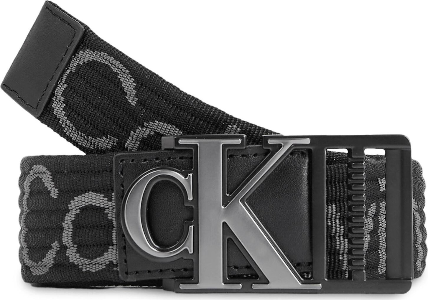 Pánský pásek Calvin Klein Jeans Monogram Slider Webbing Belt35Mm K50K511819 Black/Pinstripe Grey 01R