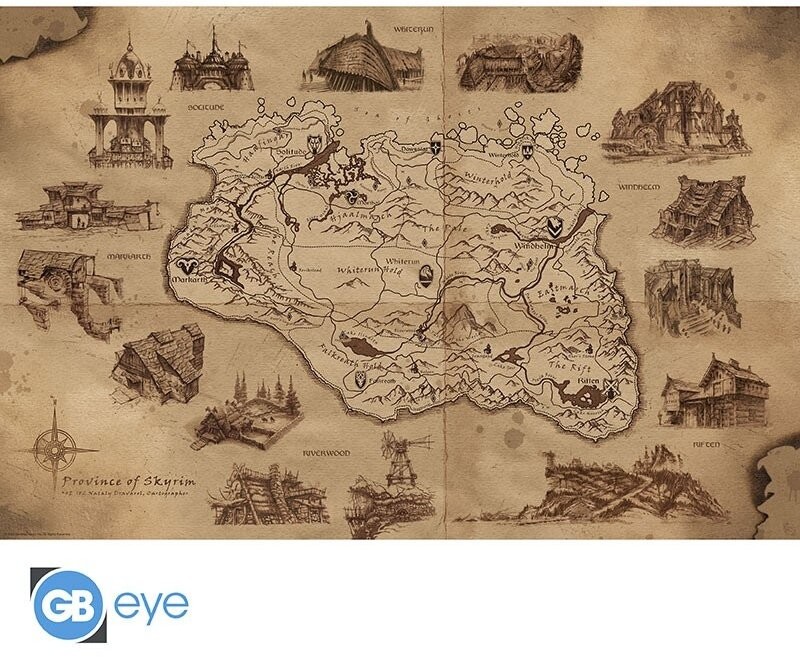 Plakát Skyrim - Illustrated Map (91.5x61) - GBYDCO520