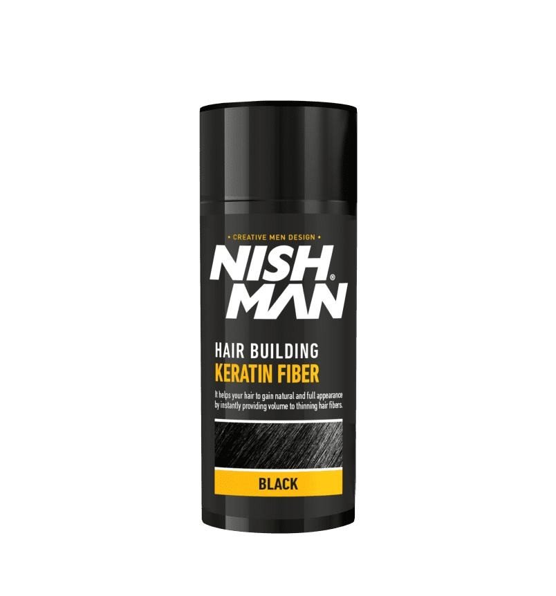 Nishman Hair Building Keratin Fiber - keratinová vlasová vlákna, 21 g BLACK - černé