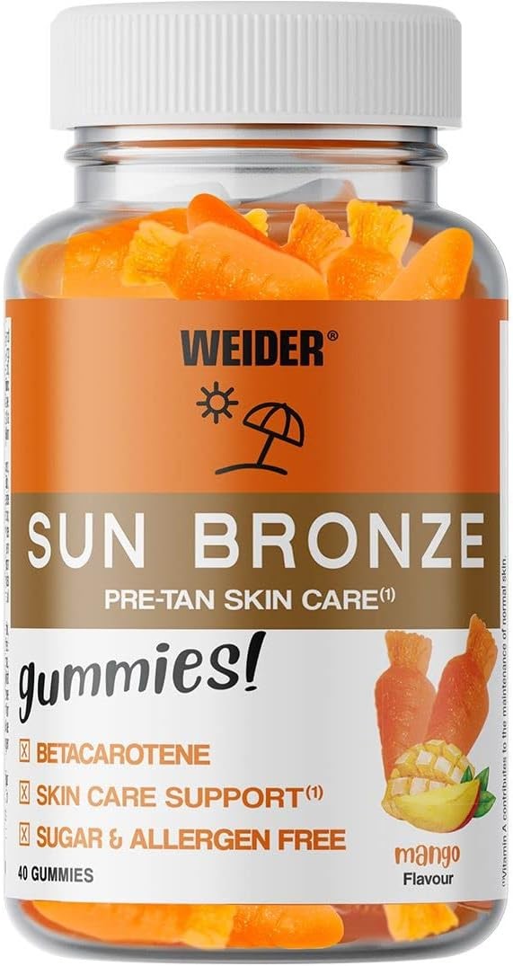 Weider Sun Bronze 40 Gummies, želatinové bonbóny s vitamínem A, beta-karotenem, zeaxanthinem a luteinem Varianta: Mango Peach