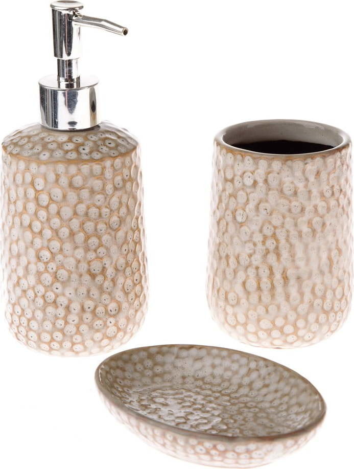Béžová keramická sada doplňků do koupelny – Dakls