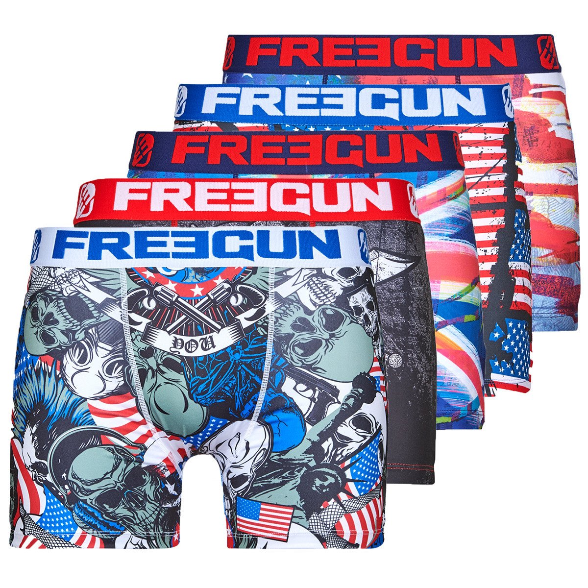 Freegun  BOXERS DRAPEAUX X5  ruznobarevne