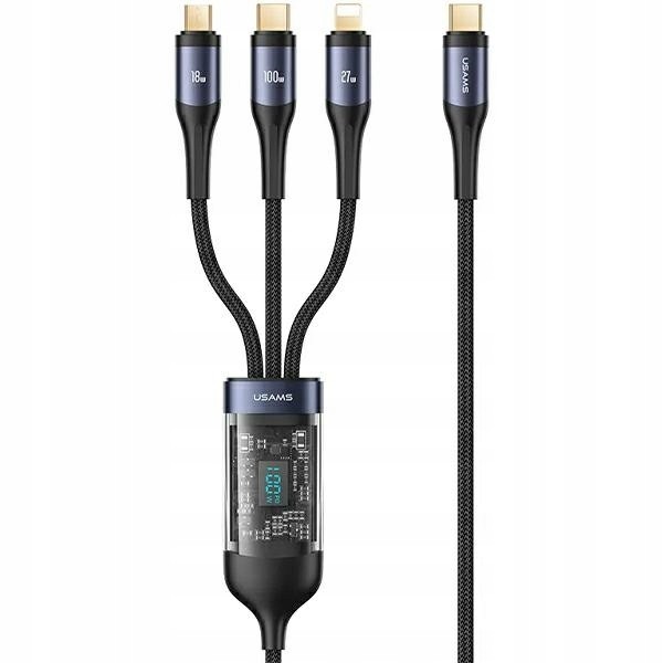 Usams kabel U83 3v1 100W 1,2m Pd Fast Charge lightning microUSB Usb-c