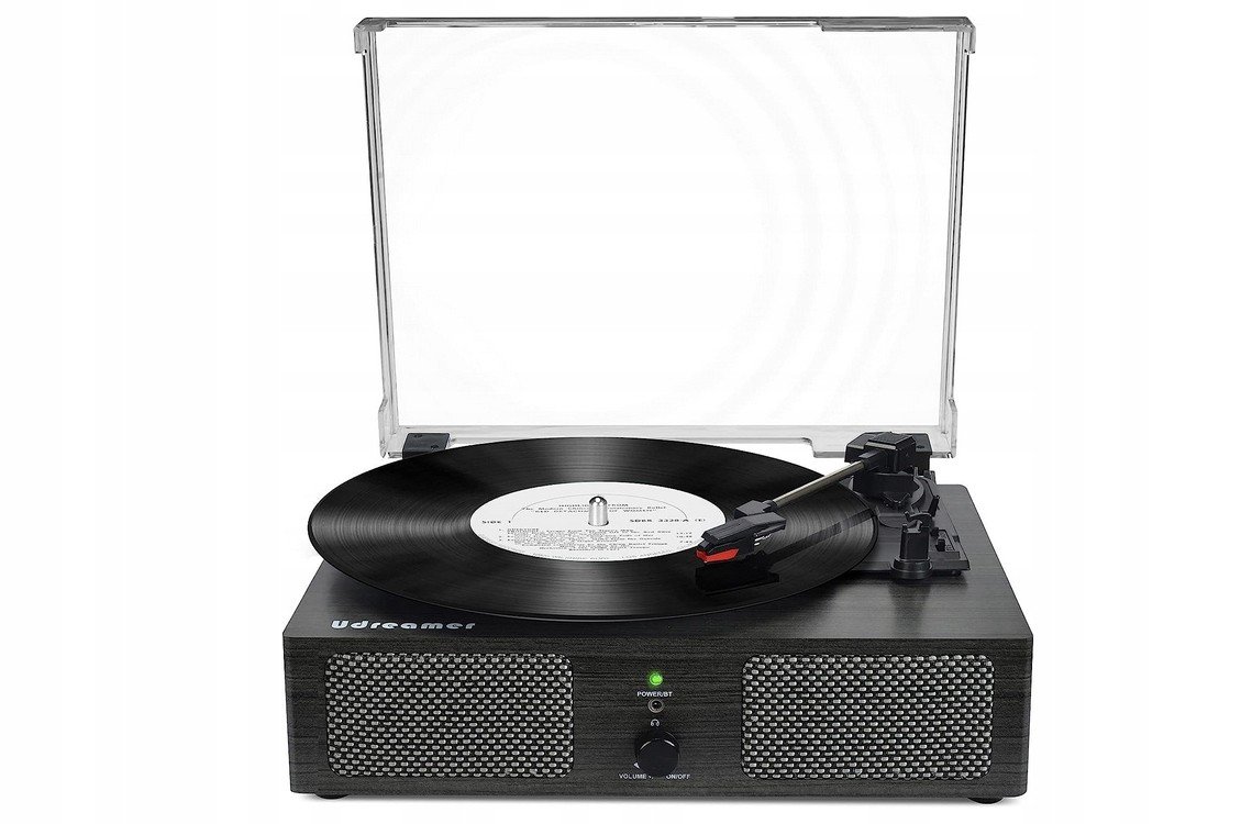 Gramofon Reproduktor Vinyl Usb Bluetooth Black Retro Dřevo Aux Udreamer