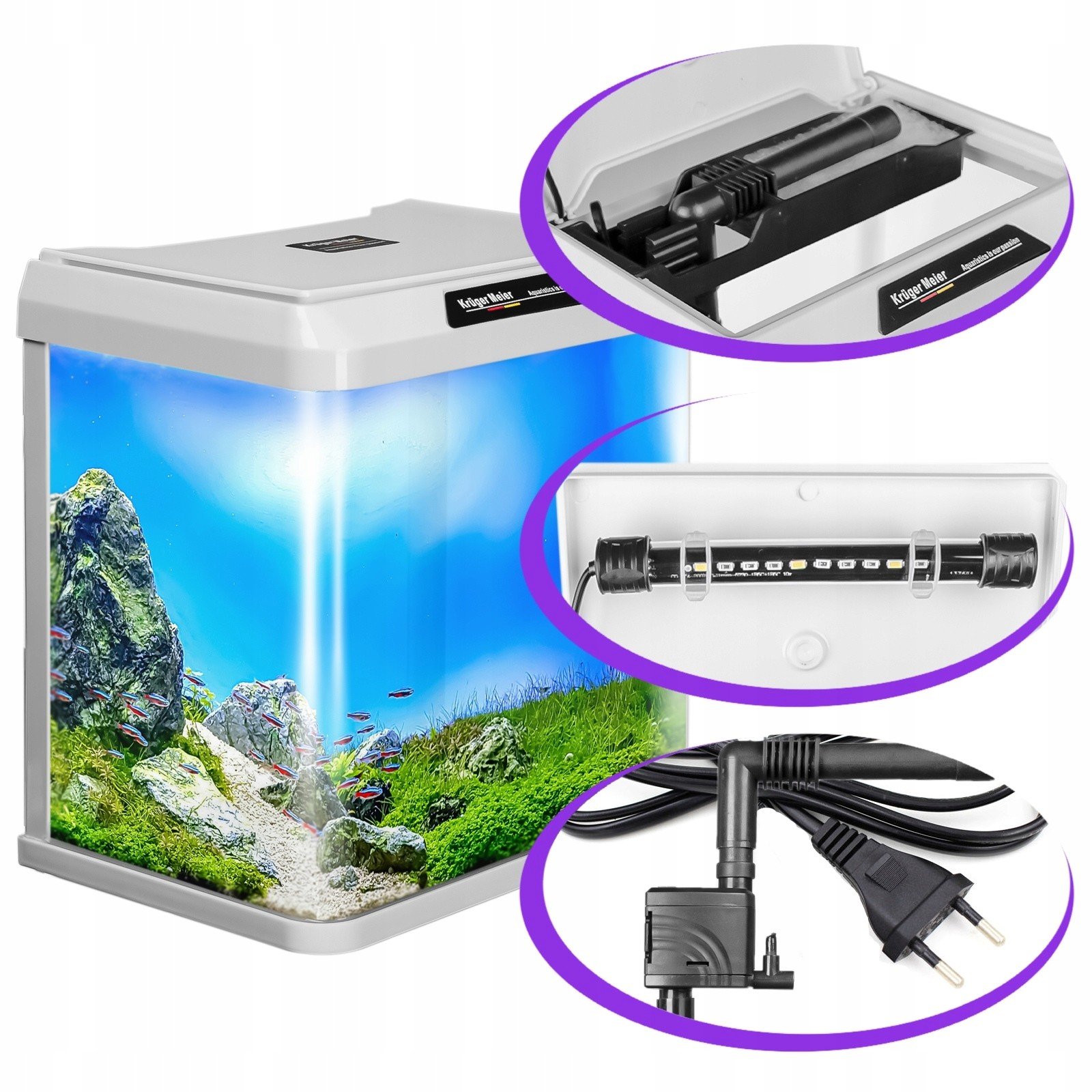 Bílý Akvarijní Set 16L S Osvětlením A Filtrem Pro Začátečníky