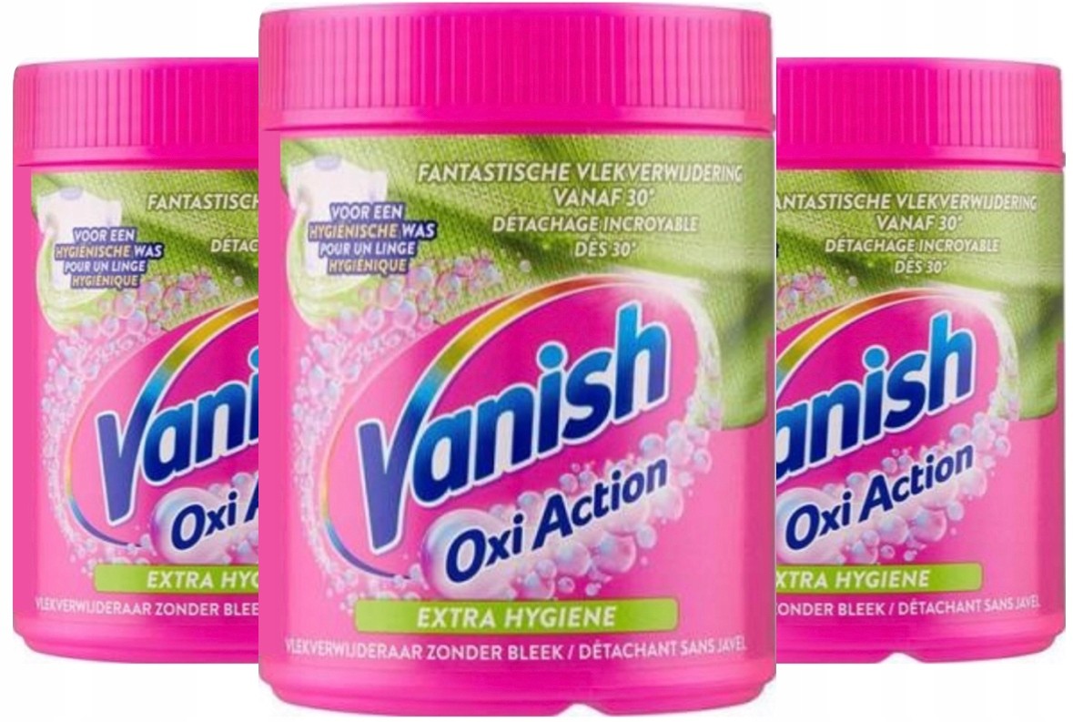 Vanish Oxi Action Extra Hygiene odstraňovač skvrn na práškové barvy 470g