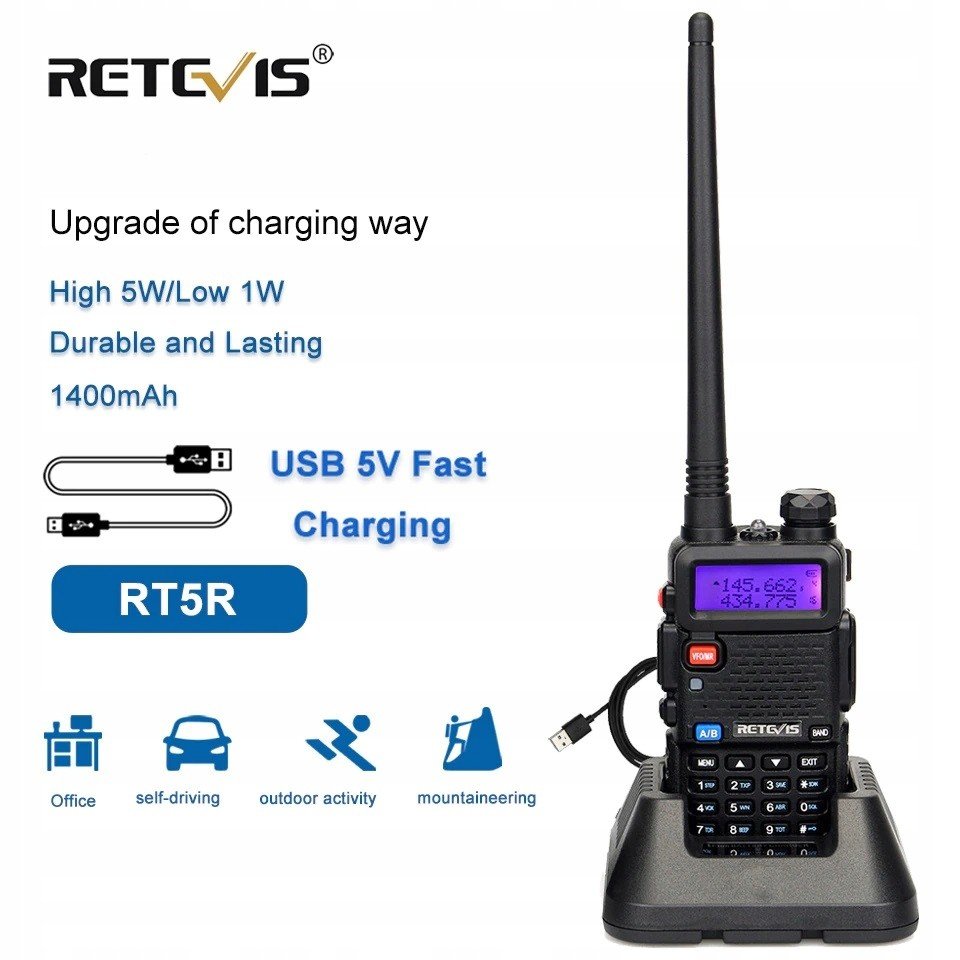 Radiopřijímač Retevis RT5-R 5W Vhf/uhf 1400mAh 2023