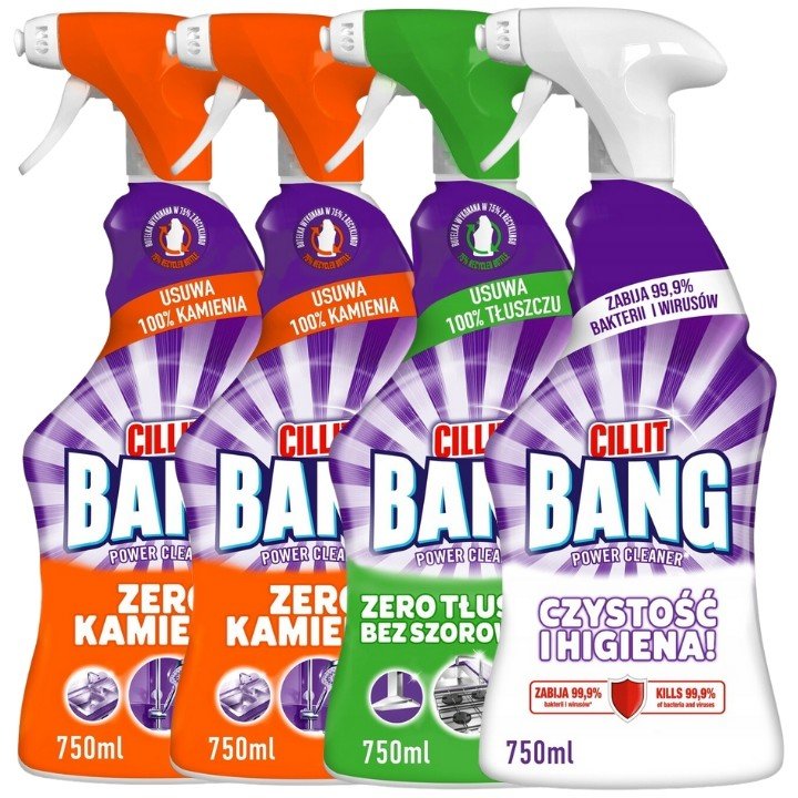 Cillit Bang Spray Úklidové prostředky do kuchyně a koupelny XXL 4x750ml