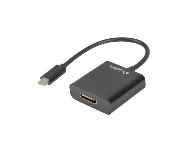 LANBERG USB-C(M) 3.1 na HDMI(F) adaptér kabel 15CM (Displayport ALT MODE) černý