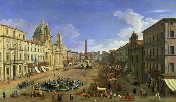 (1697-1768) Canaletto (1697-1768) Canaletto - Obrazová reprodukce View of the Piazza Navona, Rome, (40 x 22.5 cm)