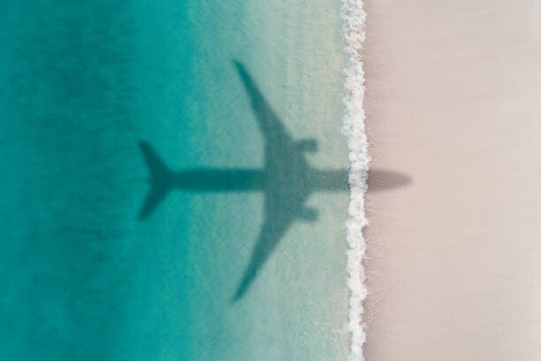 Abstract Aerial Art Umělecká fotografie Aerial shot showing an aircraft shadow, Abstract Aerial Art, (40 x 26.7 cm)