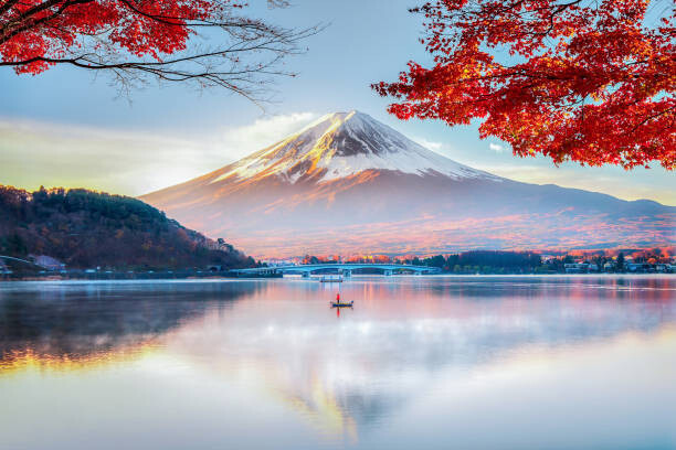 DoctorEgg Umělecká fotografie Fuji Mountain , Red Maple Tree, DoctorEgg, (40 x 26.7 cm)