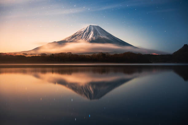 Jackyenjoyphotography Umělecká fotografie Fuji Mountain Reflection with Morning sunrise, Jackyenjoyphotography, (40 x 26.7 cm)
