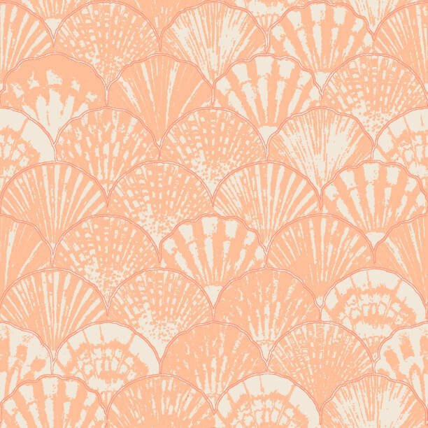 Olga_Z Umělecká fotografie Watercolor sea shell seamless pattern. Hand, Olga_Z, (40 x 40 cm)
