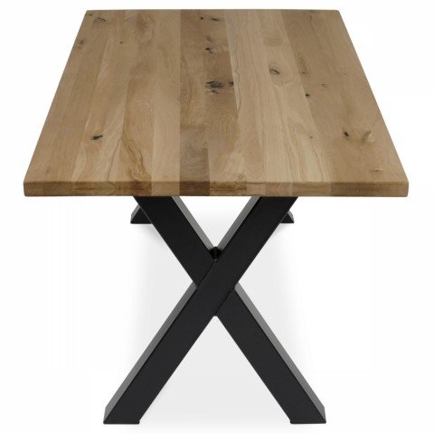Jídelní stůl 160x90x75 masiv dub kovová podnož X černý lak DS-X160 DUB Akce, super cena, doprava zdarma Autronic