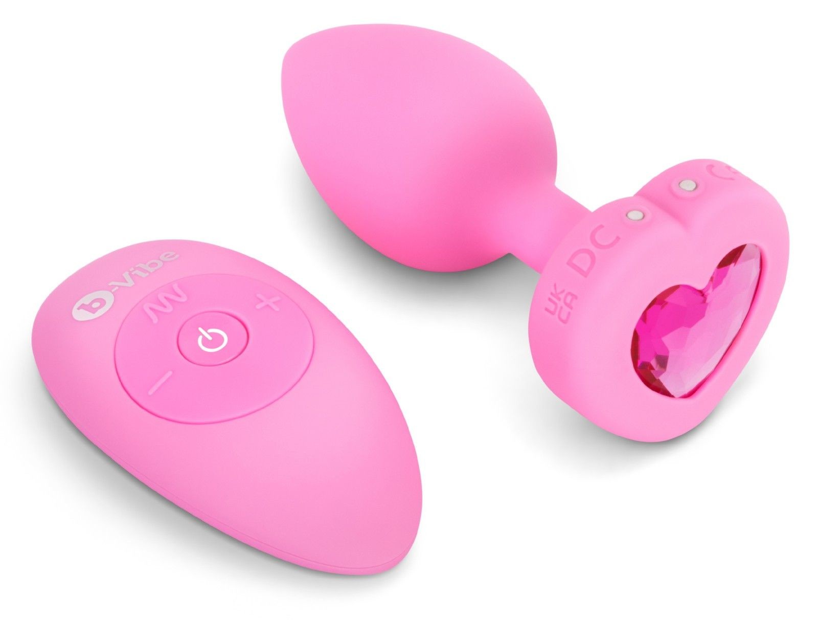 B-Vibe Vibrační anální kolík se srdíčkem a dálkovým ovladačem Pink Topaz S/M - B-Vibe