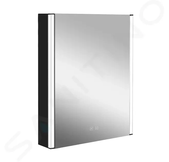 Kielle Arkas I Zrcadlová skříňka s LED osvětlením, vyhříváním a USB portem, 55x70x13 cm, matná černá 50111614