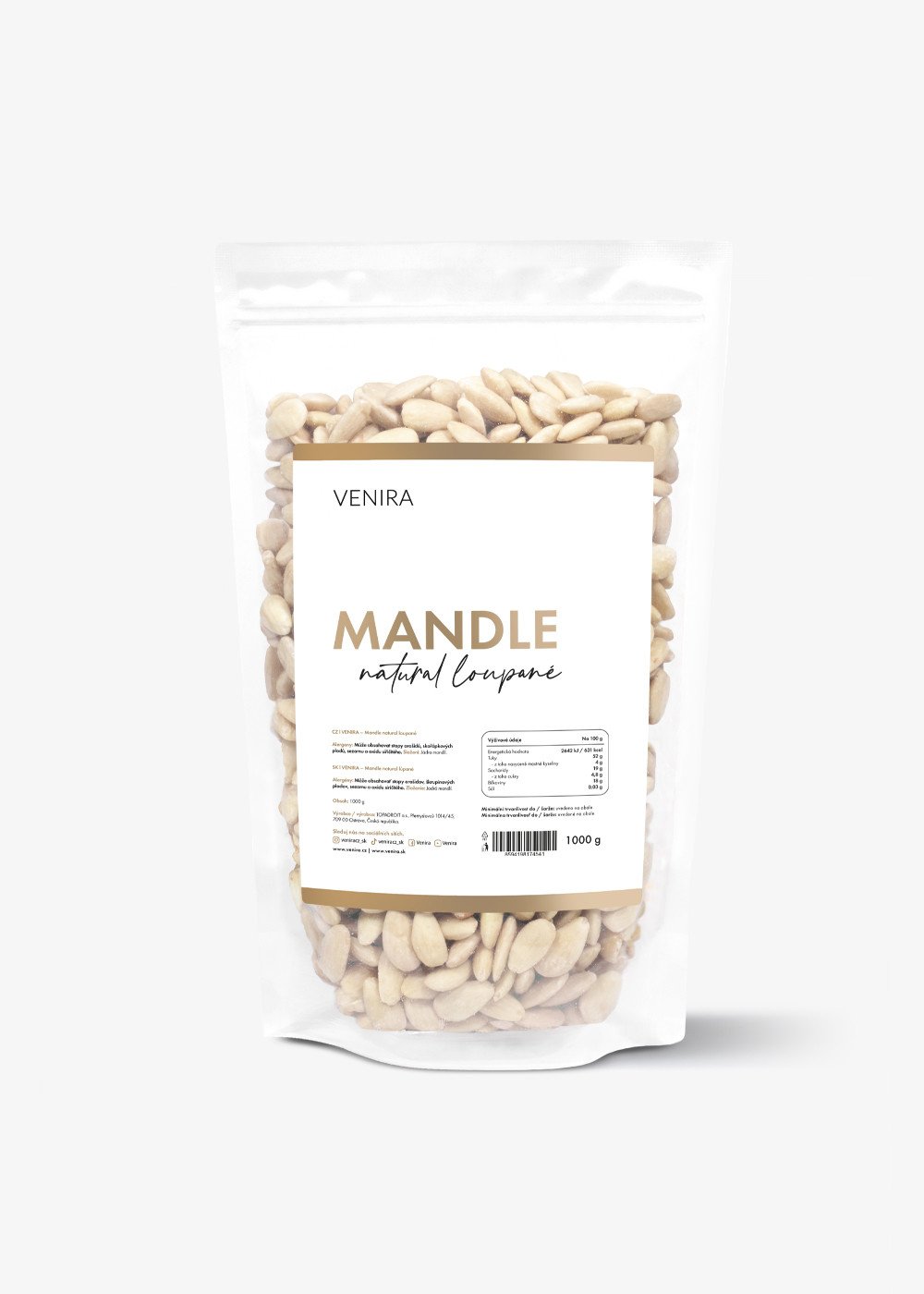 VENIRA mandle natural loupané, 1000 g