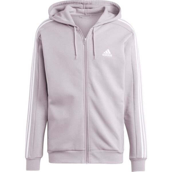 adidas ESSENTIALS FLEECE 3-STRIPES FULL-ZIP HOODIE Pánská mikina, růžová, veľkosť XL