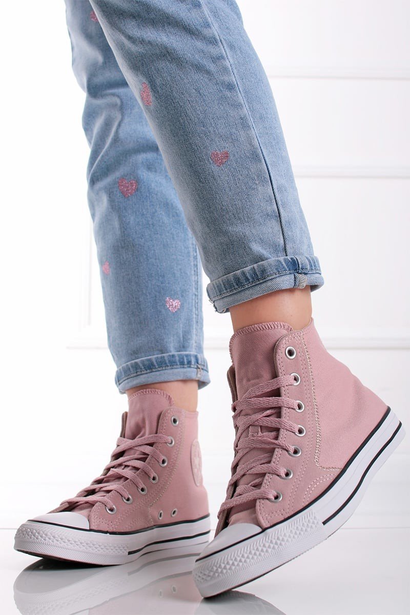 Světle růžové vysoké plátěné tenisky Chuck Taylor All Star Mixed Materials