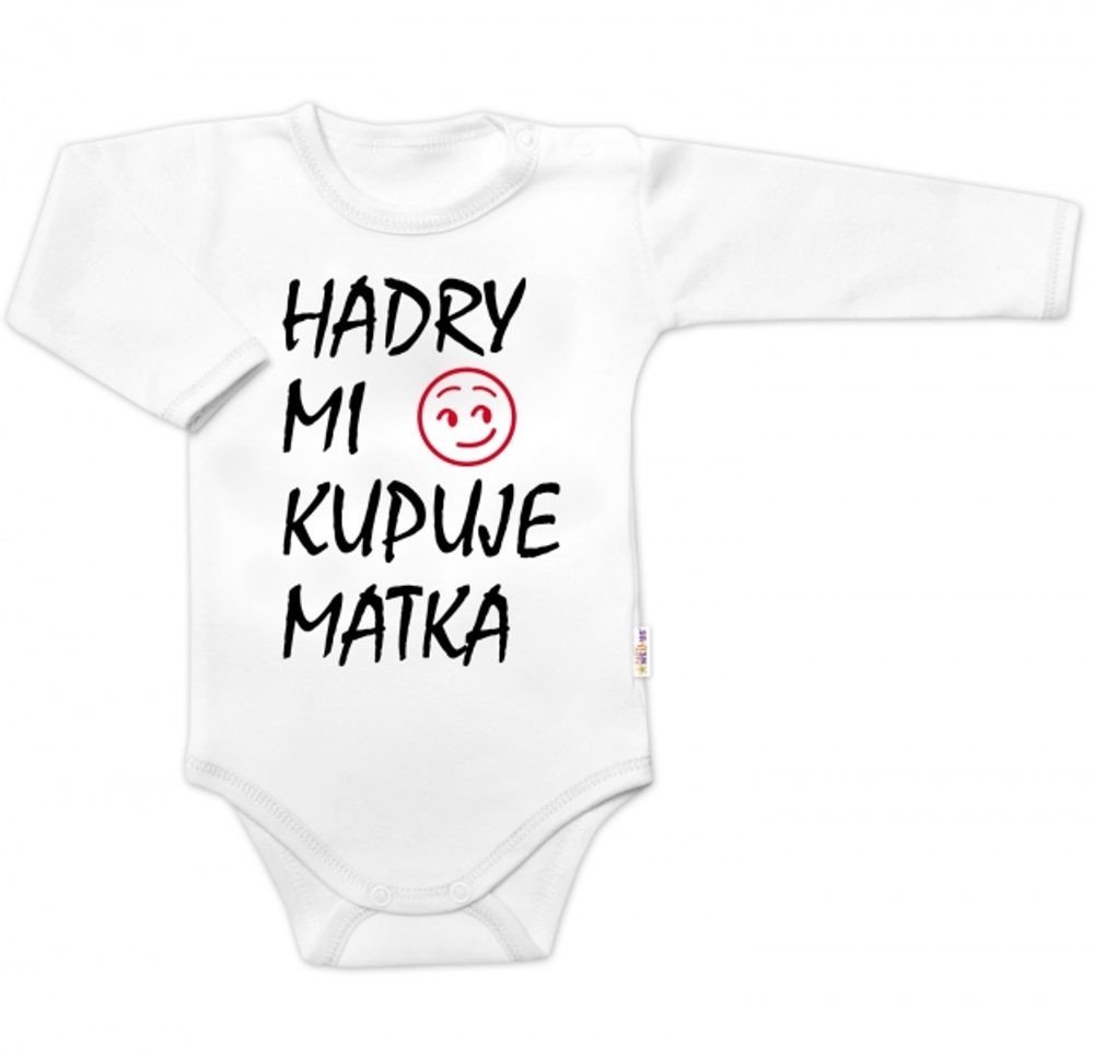 Baby Nellys Body dlouhý rukáv Hadry mi kupuje matka, Baby Nellys, bílé, vel. 80