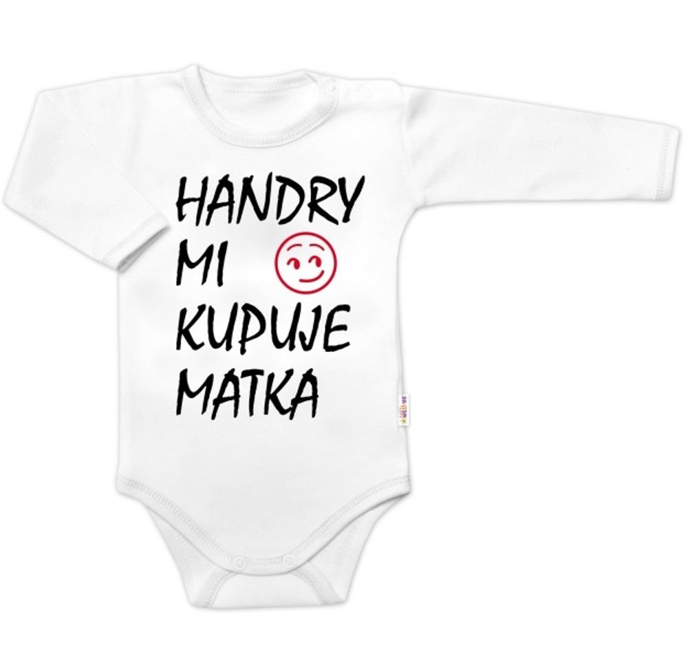 Baby Nellys Body dlouhý rukáv Handry mi kupuje matka, Baby Nellys, bílé, vel. 50