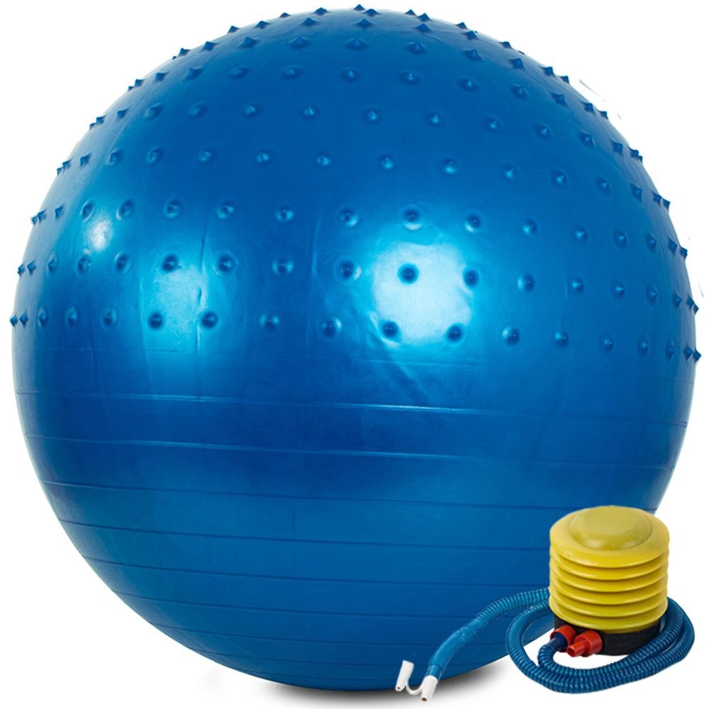 Gymnastický masážní míč 65 cm s pumpičkou, modrý