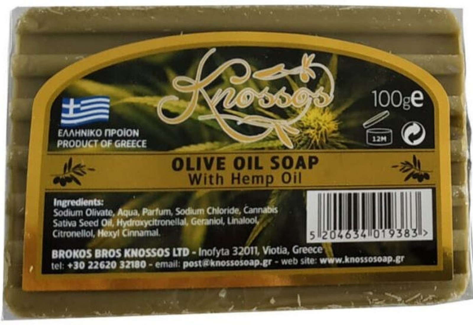 Knossos přírodní Olivové mýdlo s Konopným olejem 100 g