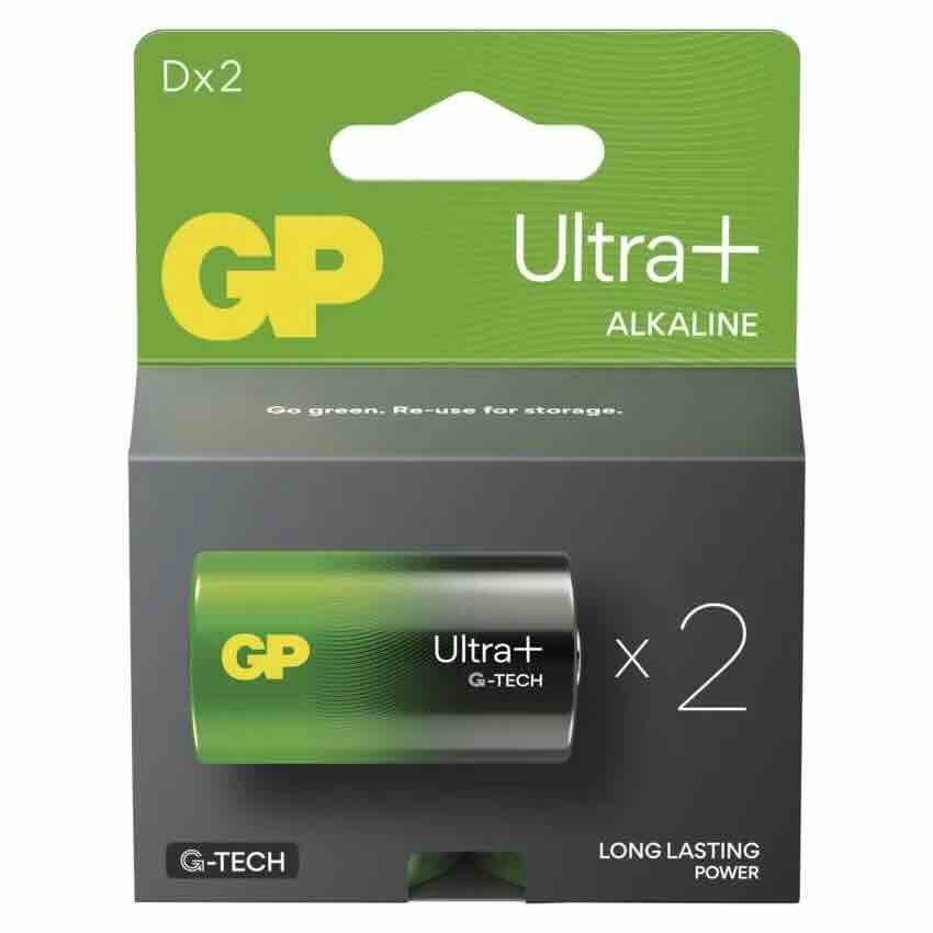 Alkalická baterie gp ultra plus lr20 (d), 2 ks v krabičce