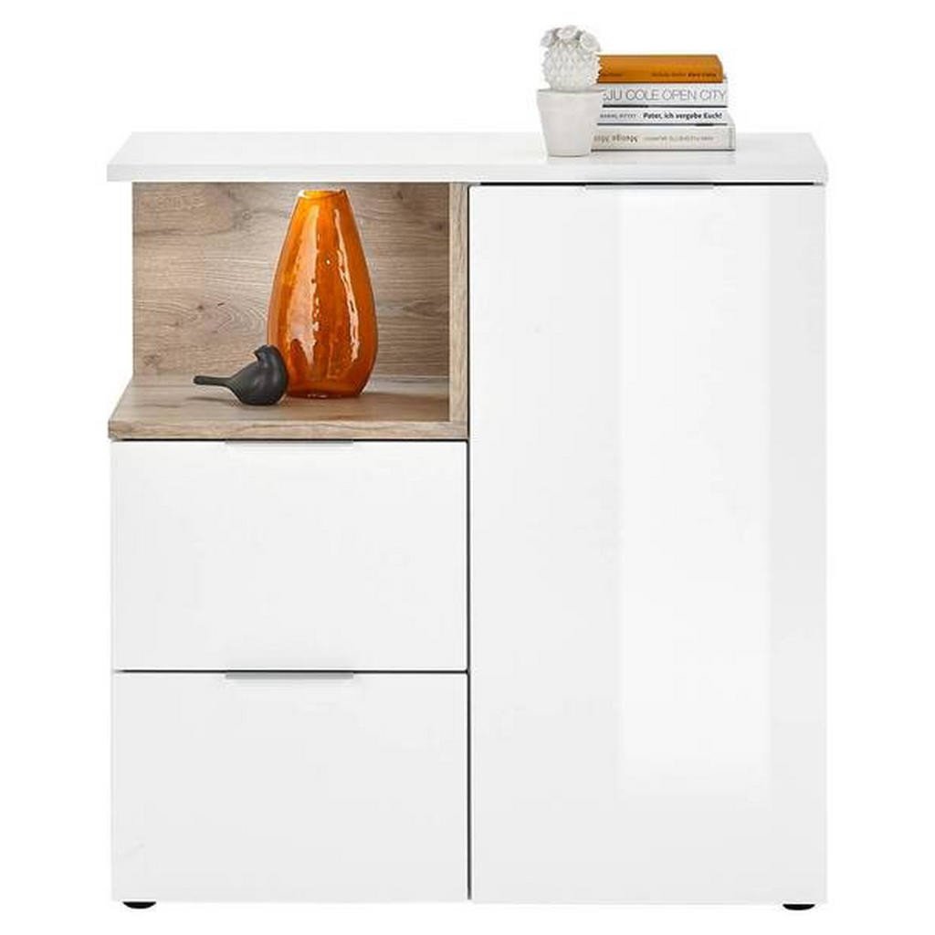 KOMODA, vysoce lesklá bílá, 90/95/38 cm