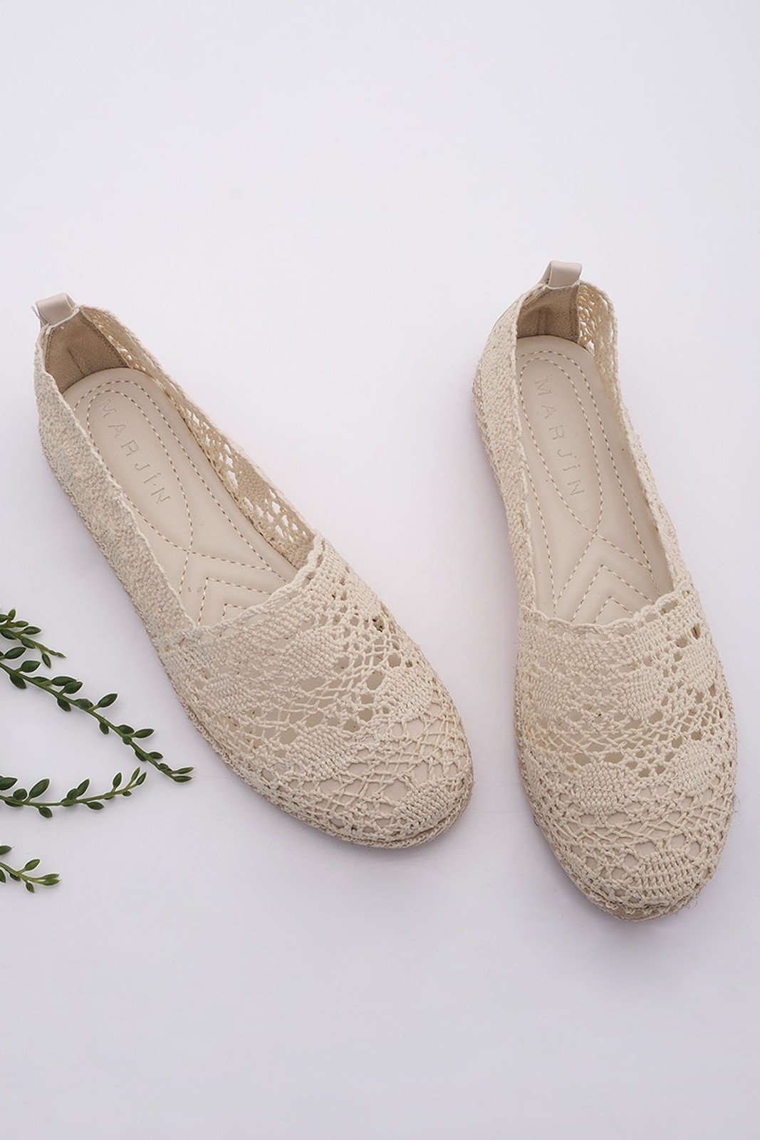 Marjin Women's Knitted Espadrilles Casual Shoes Erlin Beige