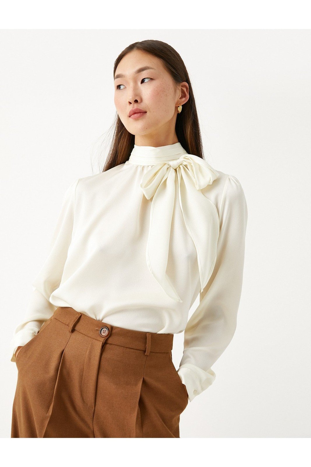 Koton Bow Detailed Blouse High Neck