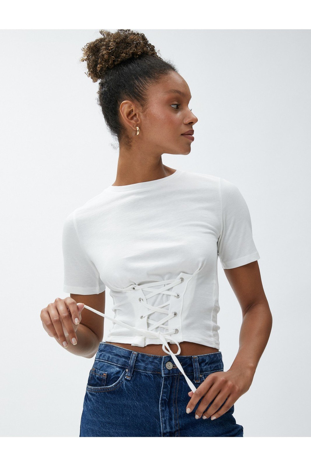 Koton Corset T-Shirt Short Sleeve Crew Neck