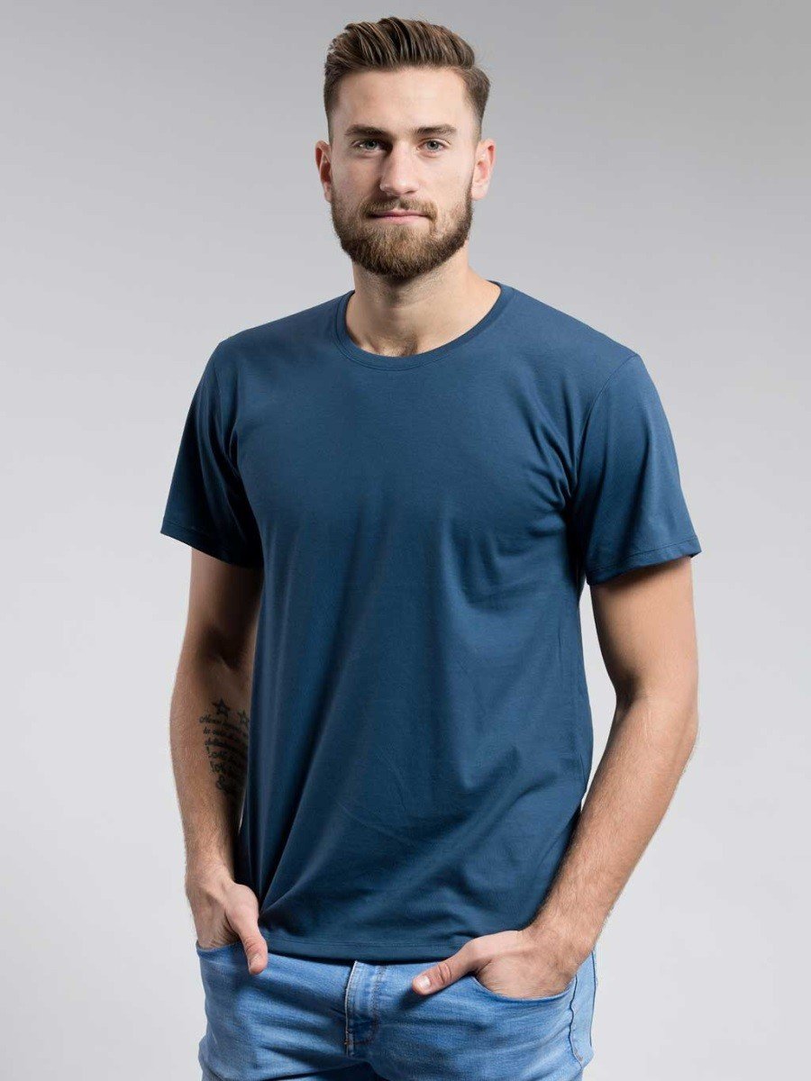 Pánské bavlněné triko cityzen s kulatým výstřihem modrá m