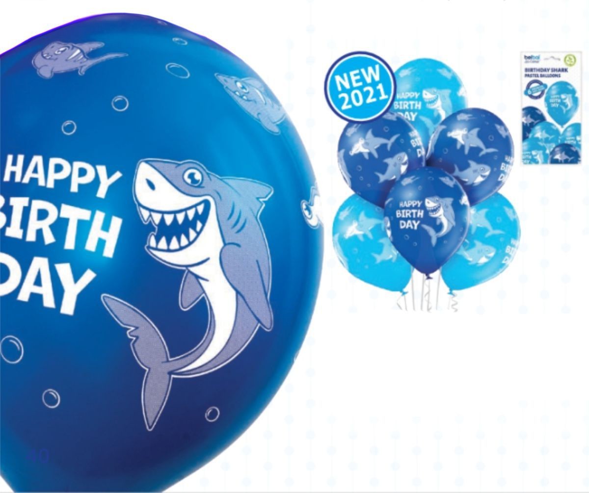 Balónky narozeniny žralok 6 ks 30 cm Belbal