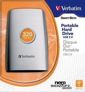 Přenosný Pevný disk 320GB od společnosti Verbatim Usb 2.0 Nero BackItUP 2 47654