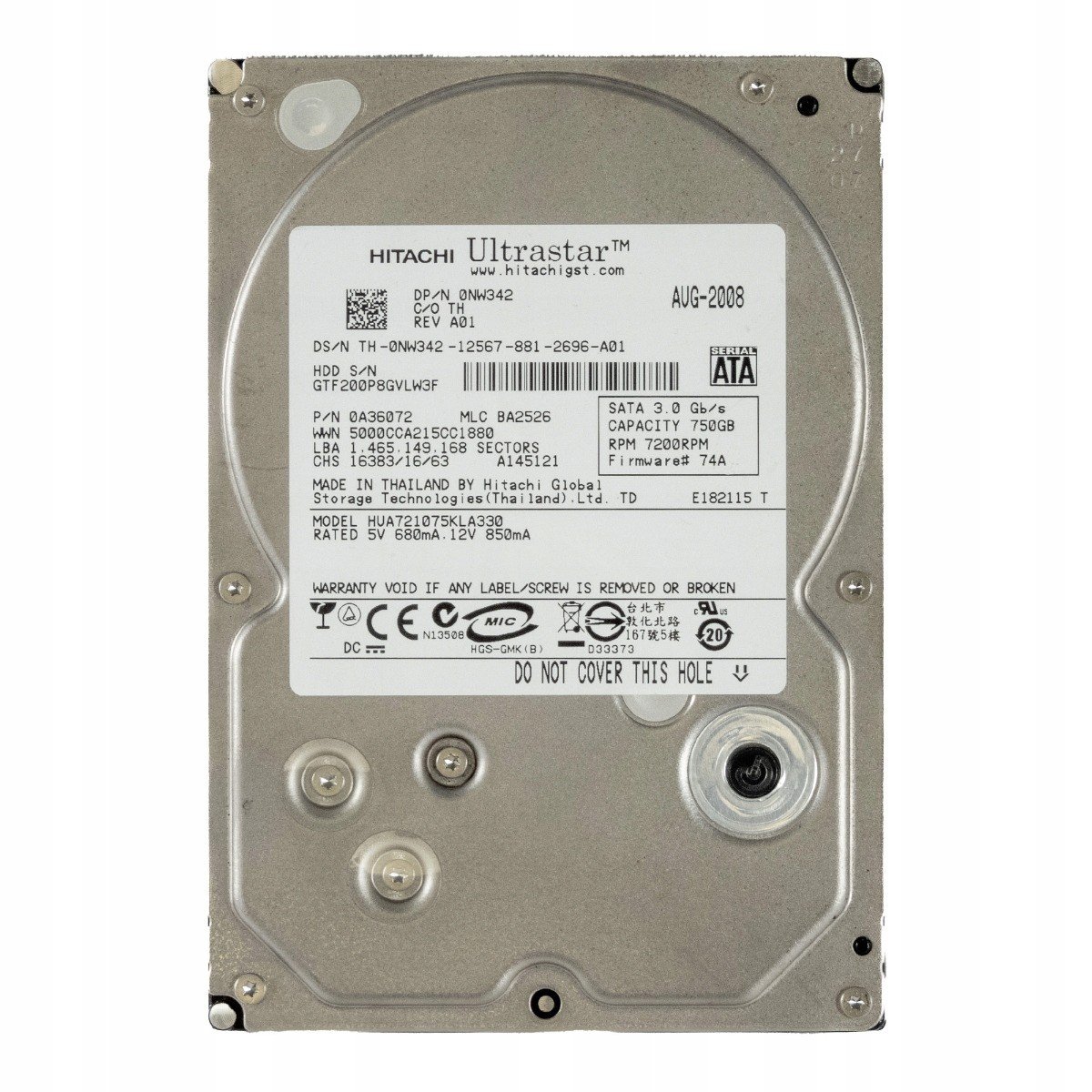 Dell 0NW342 750GB 7.2K 32MB Sata II 3.5'' HUA721075KLA330
