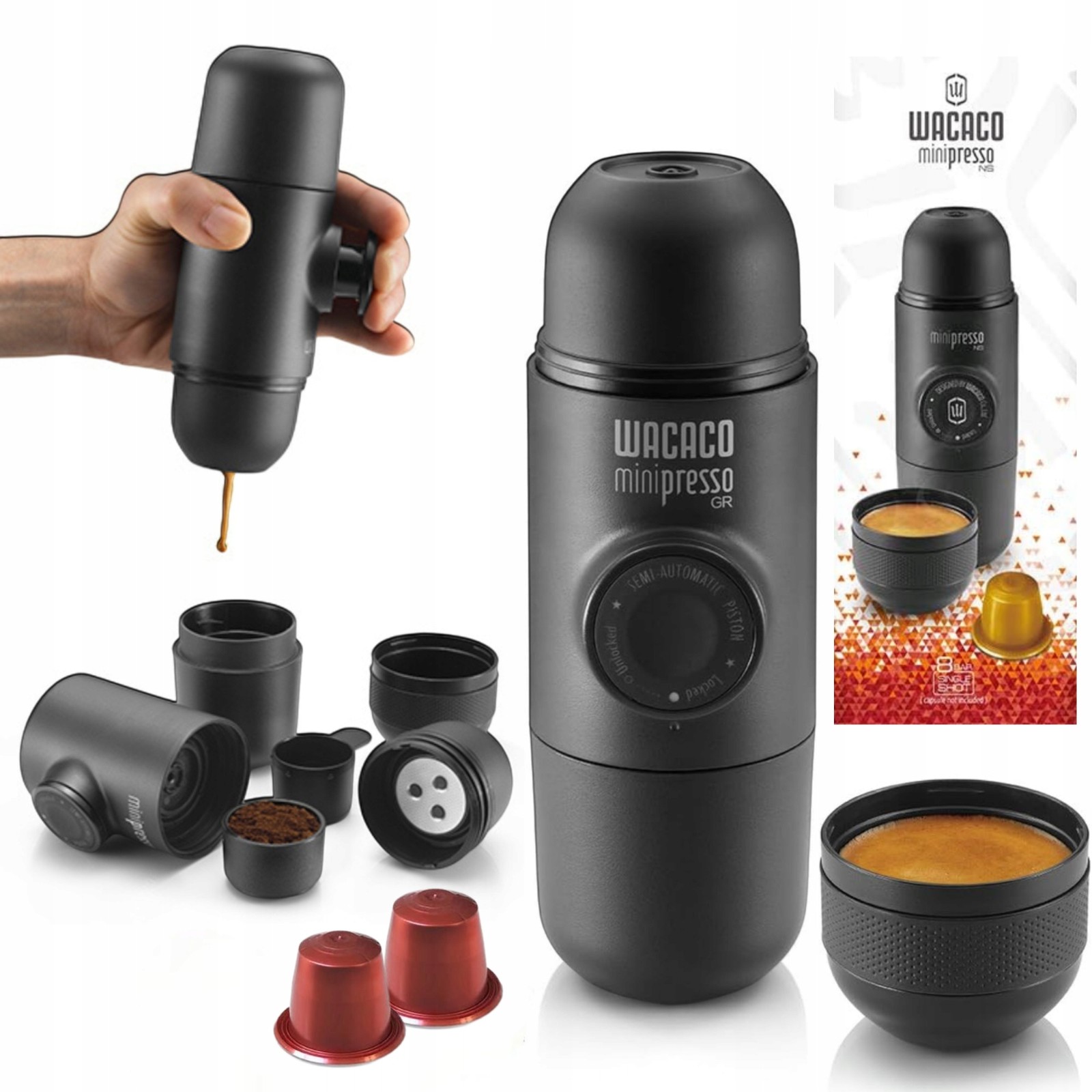 Automatický tlakový kávovar Wacaco Minipresso Ns 0 W černý