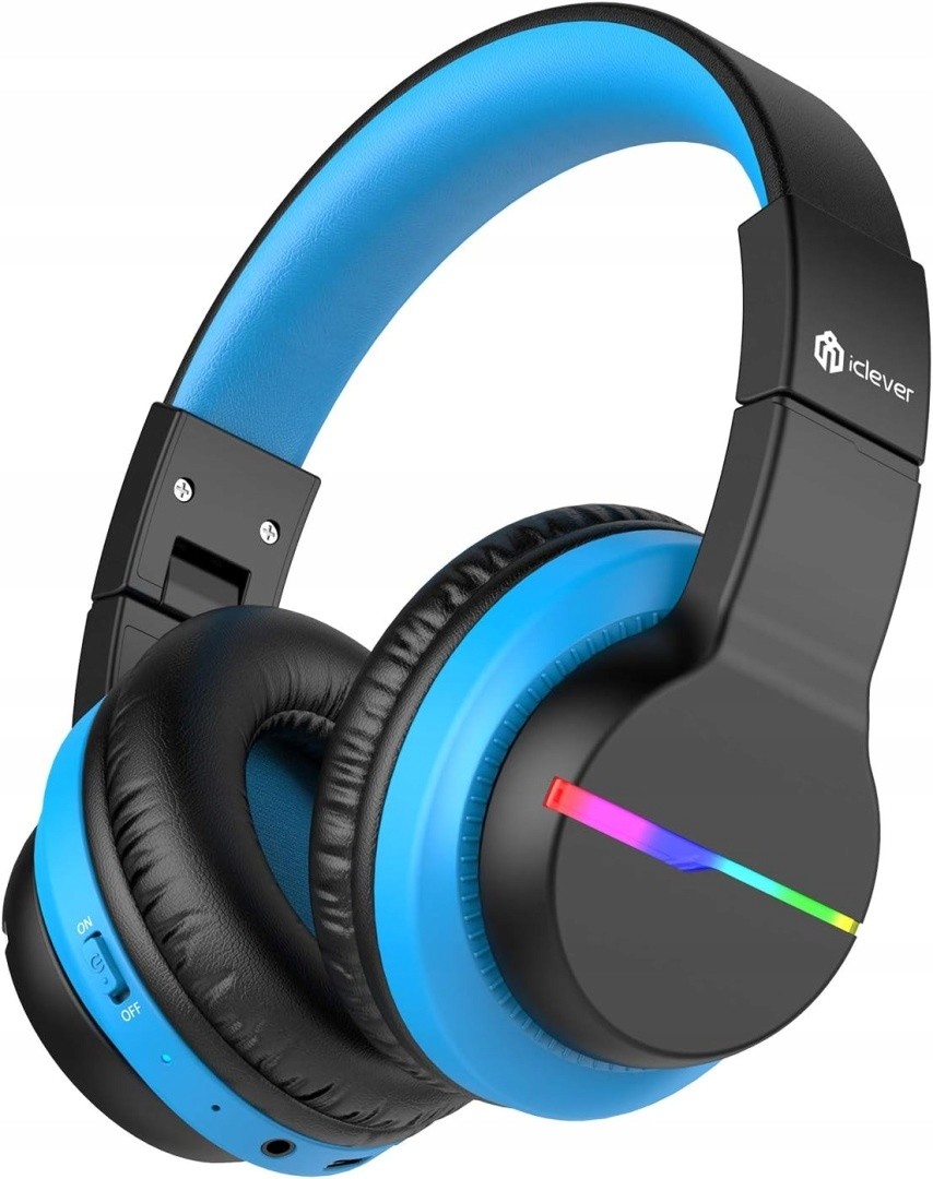 iClever Bluetooth dětská sluchátka, barevné Led diody 74/85/94 dB