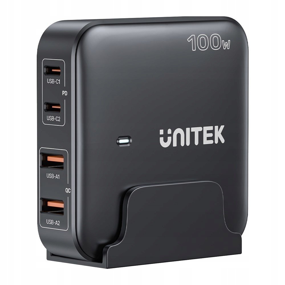 Unitek GaN 100W stolní nabíječka 2xUSB-A 2xUSB-C černá