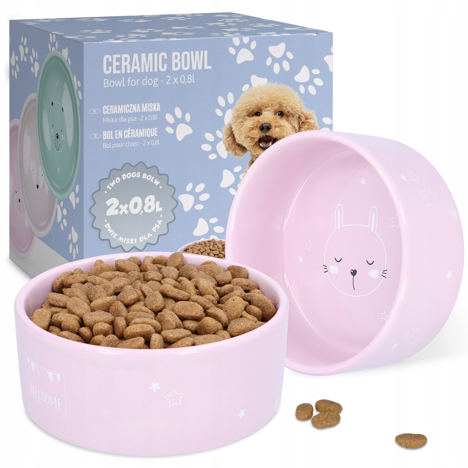 2x Miska keramická Psa 0,3 Miska štěně 16,5cm Misky Sada Misek