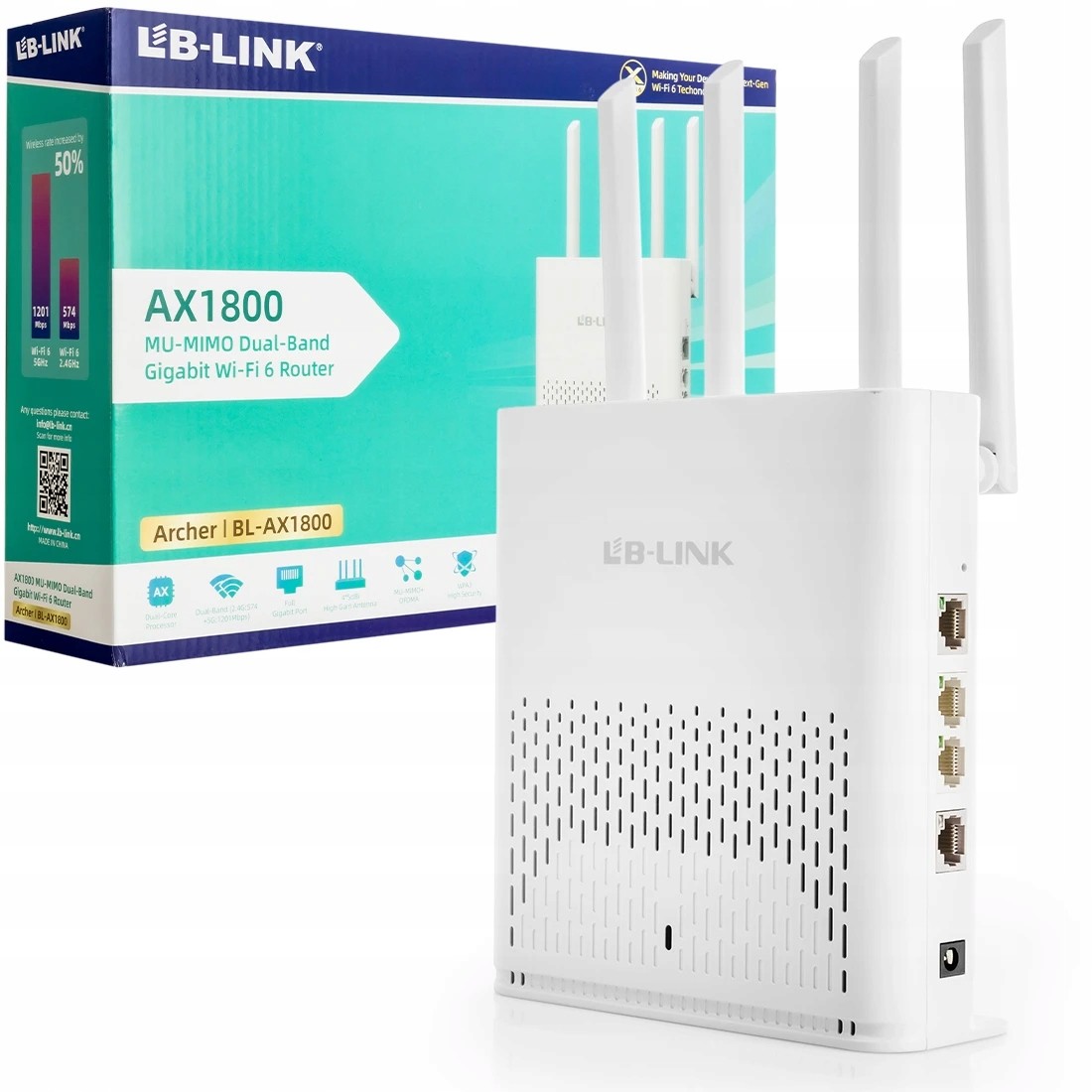 Výkonný router LB-Link AX1800 Wi-Fi 6 Dual-Band WPA3 Gigabit Ofdm